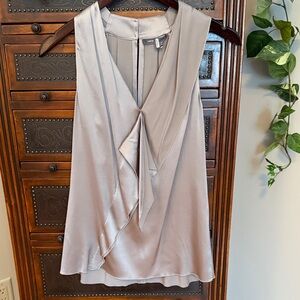 Vince Satin Taupe Ruffle V-Neck Camisole